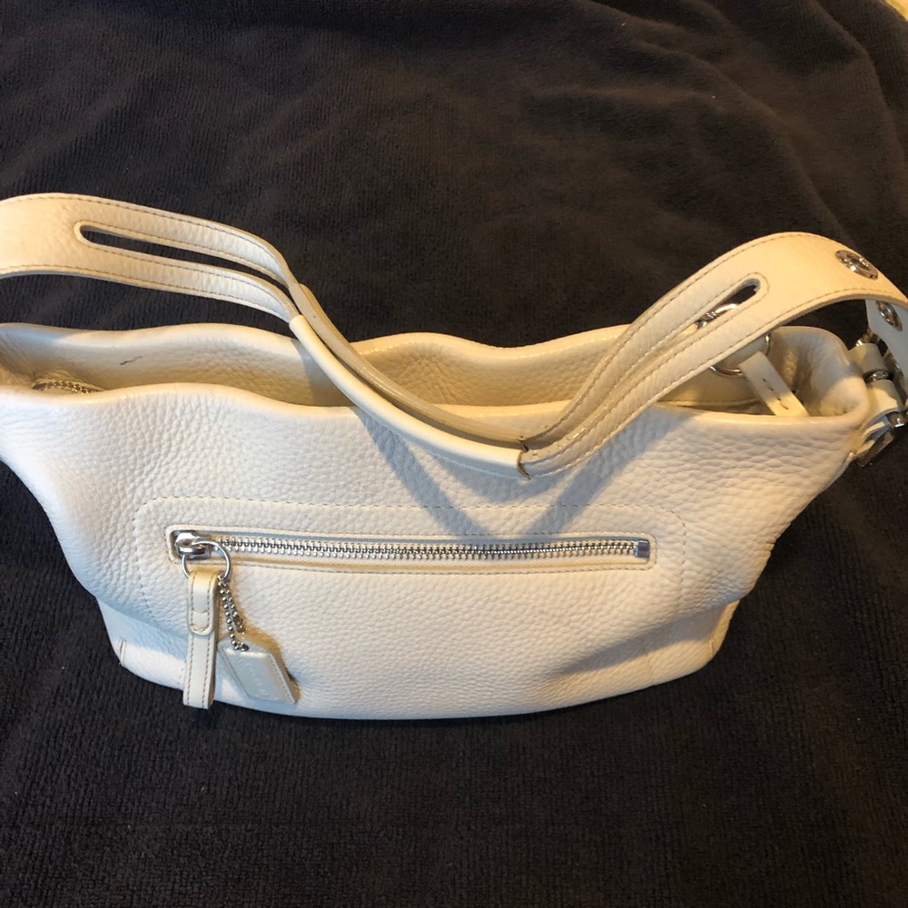 White leather Coach purse